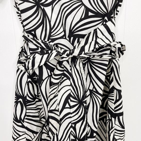 Theory Everyday VNeck Shift Dress Zebra Graphic Print Cotton Black White P - Picture 15 of 15